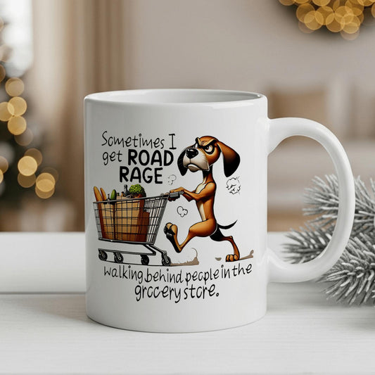 1pc 11oz Ceramic Funny Animal Shopping Cart Design Black Coffee Mug Coffee Cup Cartoon Dog Pushing Grocery Cart Pattern for Home