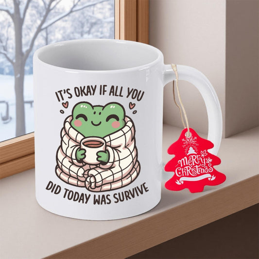 Adorable Frog Wrapped in a Blanket, Simply Getting Through The Day Is Sufficient.