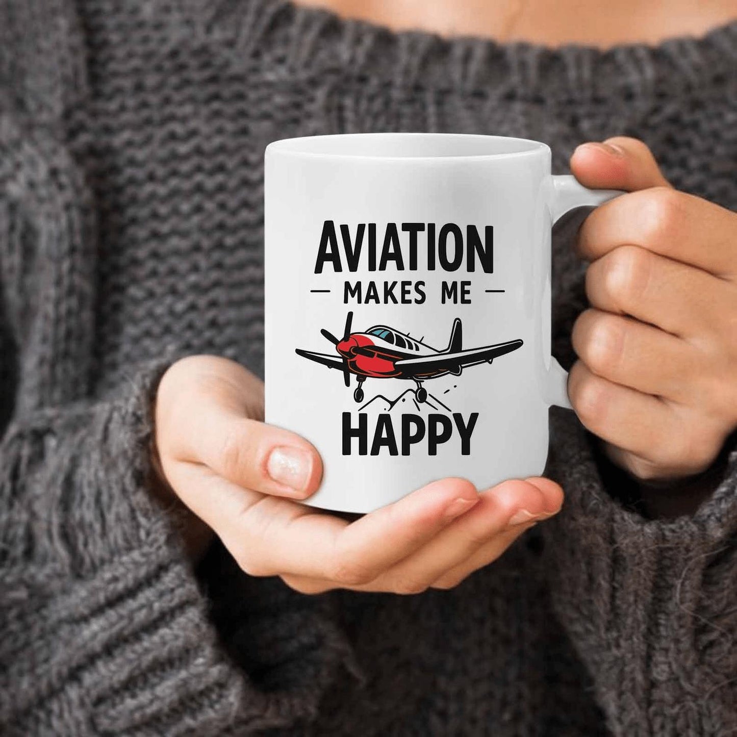 1oz Coffee Mug, Aviation Makes Me Happy Airplane Theme Design