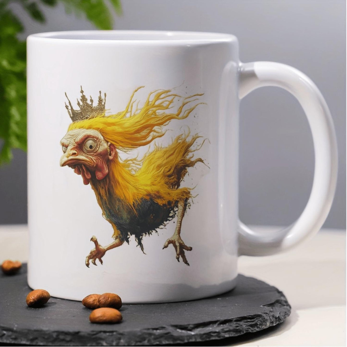 1pc Ceramic Coffee Cup - 11oz, Fantasy chicken with crown