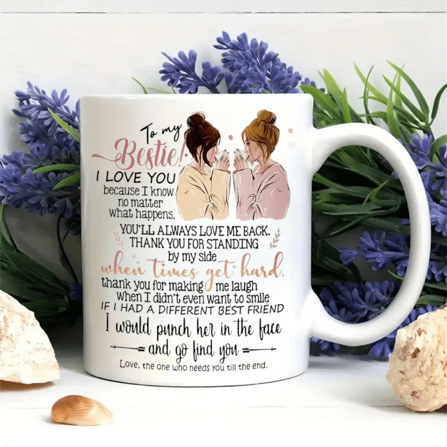 To My Bestie 11oz Ceramic Coffee Mug - Multipurpose Insulated Reusable Cup, Ideal for All Seasons - Dishwasher & Microwave Safe - Perfect Birthday, Holiday, Christmas, New Year, Valentine's Day Gift for Best Friend