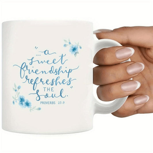 1pc 110z White Ceramic Mug Inspirational Bible Coffee Mug Mug Suitable for Holiday Gifts, Birthdays, Weddings, Easter Coffee Mugs, Unique Coffee Mugs