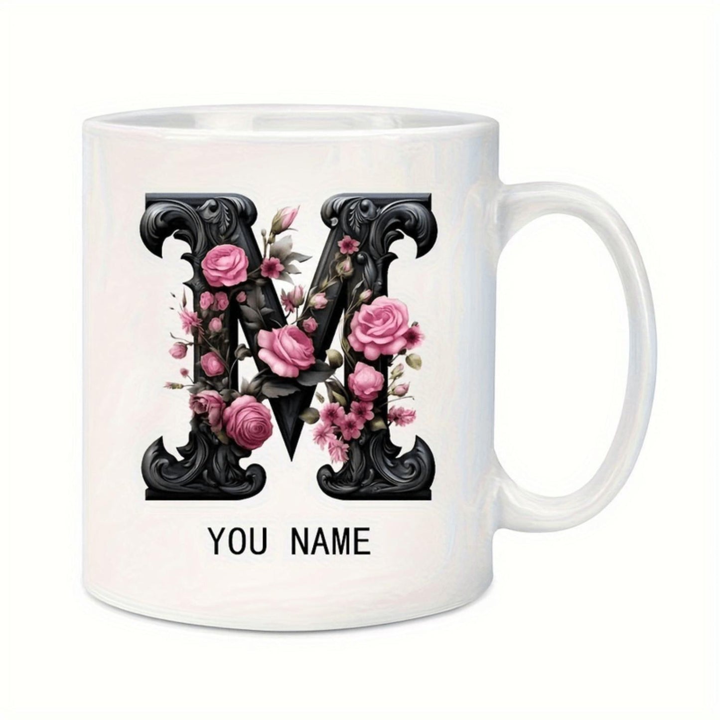 Floral Lettered 11 Oz Ceramic Coffee Mug, Reusable And Machine Washable - The Perfect Gift for Birthdays, Holidays And Loved Ones