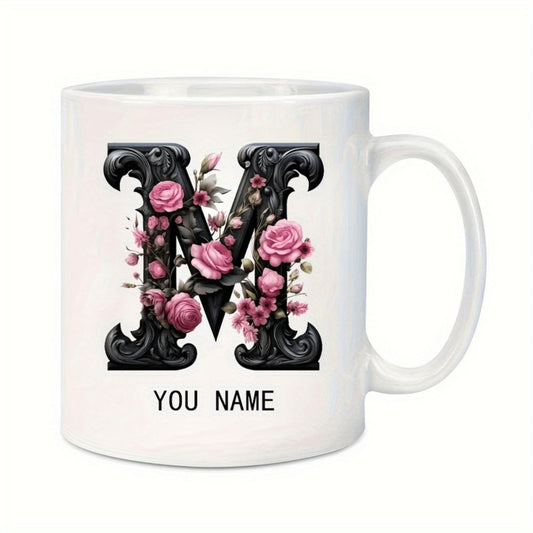 Floral Lettered 11 Oz Ceramic Coffee Mug, Reusable And Machine Washable - The Perfect Gift for Birthdays, Holidays And Loved Ones