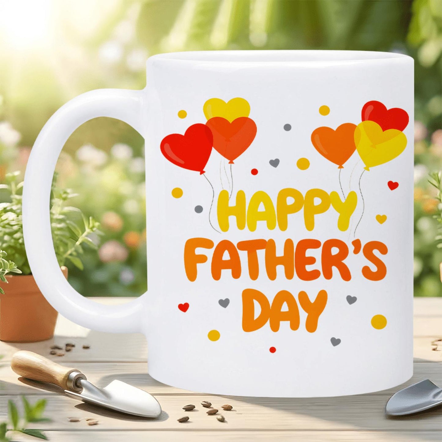 1pc 1pcs Balloon Heart Ceramic Mug with Happy Father's Day Inscription - Dishwasher Reusable Coffee Cup Suitable for Birthdays, Christmas Gifts for Dads, Dishwasher for Tea, Cocoa, for, Office, Travel - Multi- Use