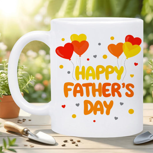 1pc 1pcs Balloon Heart Ceramic Mug with Happy Father's Day Inscription - Dishwasher Reusable Coffee Cup Suitable for Birthdays, Christmas Gifts for Dads, Dishwasher for Tea, Cocoa, for, Office, Travel - Multi- Use