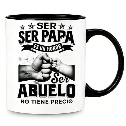 "Being Dad Is An Honor, Being Grandpa Is Priceless" Spanish Mug Meaningful Hispanic Gift for Dad & Grandpa - "Ser Papa/Abuelo" Mug Latino Grandfather Gift Mug with Heartfelt Quote