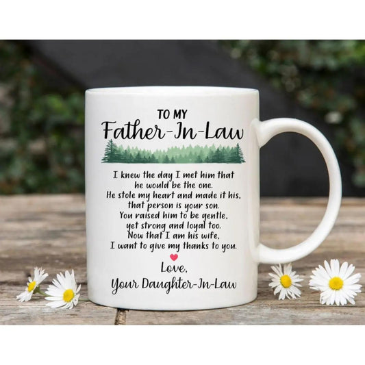 To My Father In Law Gifts, I Want To Give My Thanks To You Coffee Mug, Funny Father In Law Cup, Father Of The Groom Gifts From Bride Daughter In Law, 11 15oz Ceramic Cup