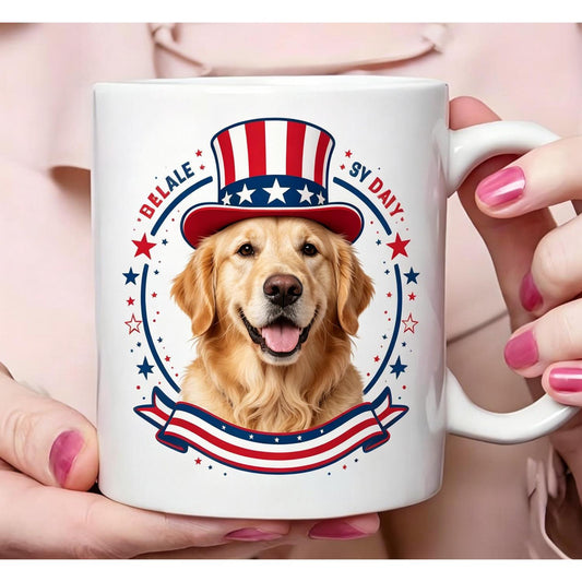 Viral Design Patriotic Puppy 11oz, 4th of July Independence Day Style, Novelty Holiday Item, Popular Gift for Pet Lovers, Outdoor Party Must Have