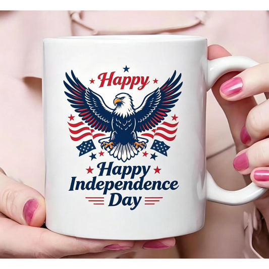 11oz Cute Eagle 4th of July, USA Patriotic Design, Stars & Stripes Print, Novelty Holiday Accessory, Ideal Present for Patriotic Enthusiasts
