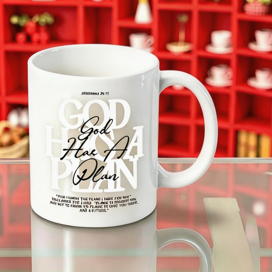 Trendy Vintage Christian Reusable Coffee Cups- God Has A Plan (Jeremiah 29:11) Oversized 11Oz Ceramic Mug Faith-Based Gifts Cup Perfect for Spring & St. Patrick's Day
