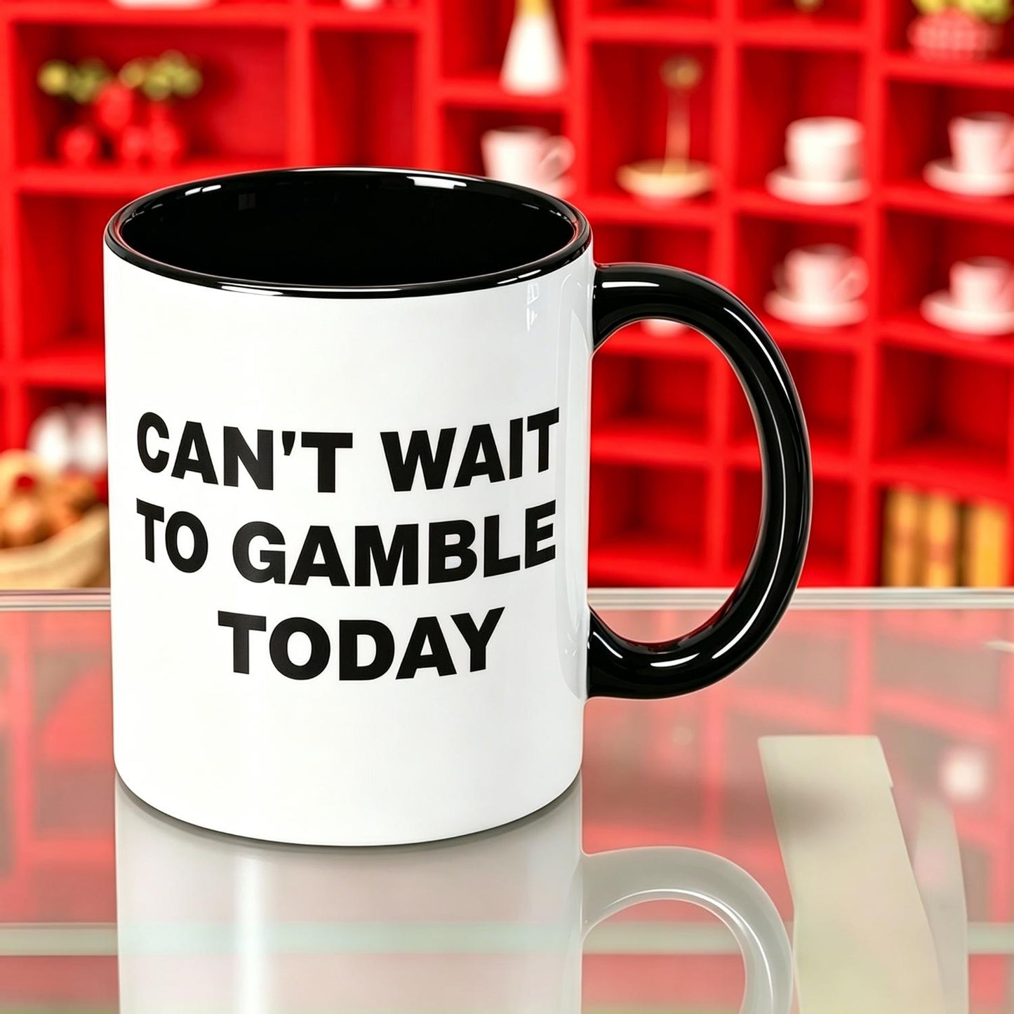 Men's Oversized Reusable Coffee Cups Funny "Can't Wait To Gamble Today" Design - Casino, Poker - Guys Gifts, Gifts For Boyfriend - Mens Ceramic Cup Summervibes Outdoorfun