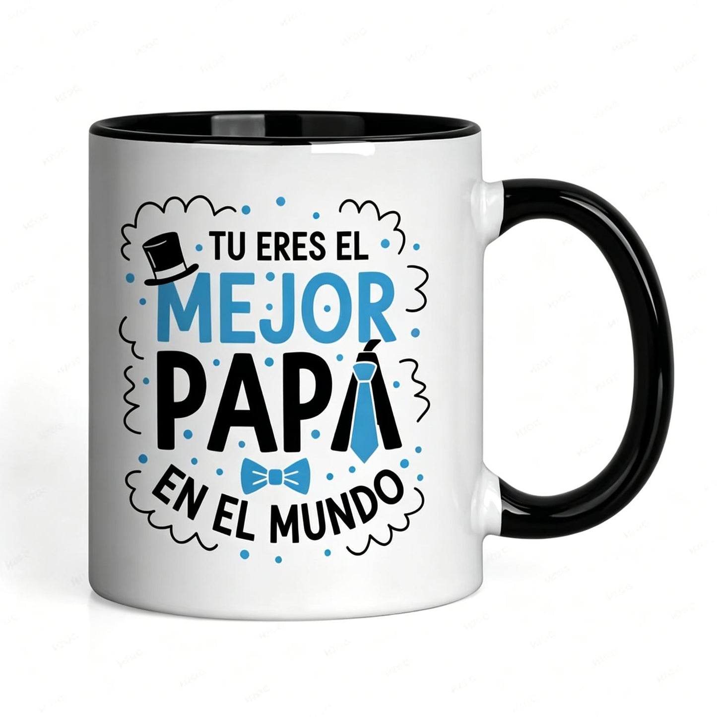 1pc 11oz Ceramic Coffee Mug, Spanish "Tu Eres El Mejor Papa En El Mundo" Print Tea Cup, Dishwasher Safe Kitchen Espresso Mug, Tazas Para Cafe Bonitas, Ideal Gift for Dad Father, Perfect for Fathers Day Birthday Holiday Party Family Gift