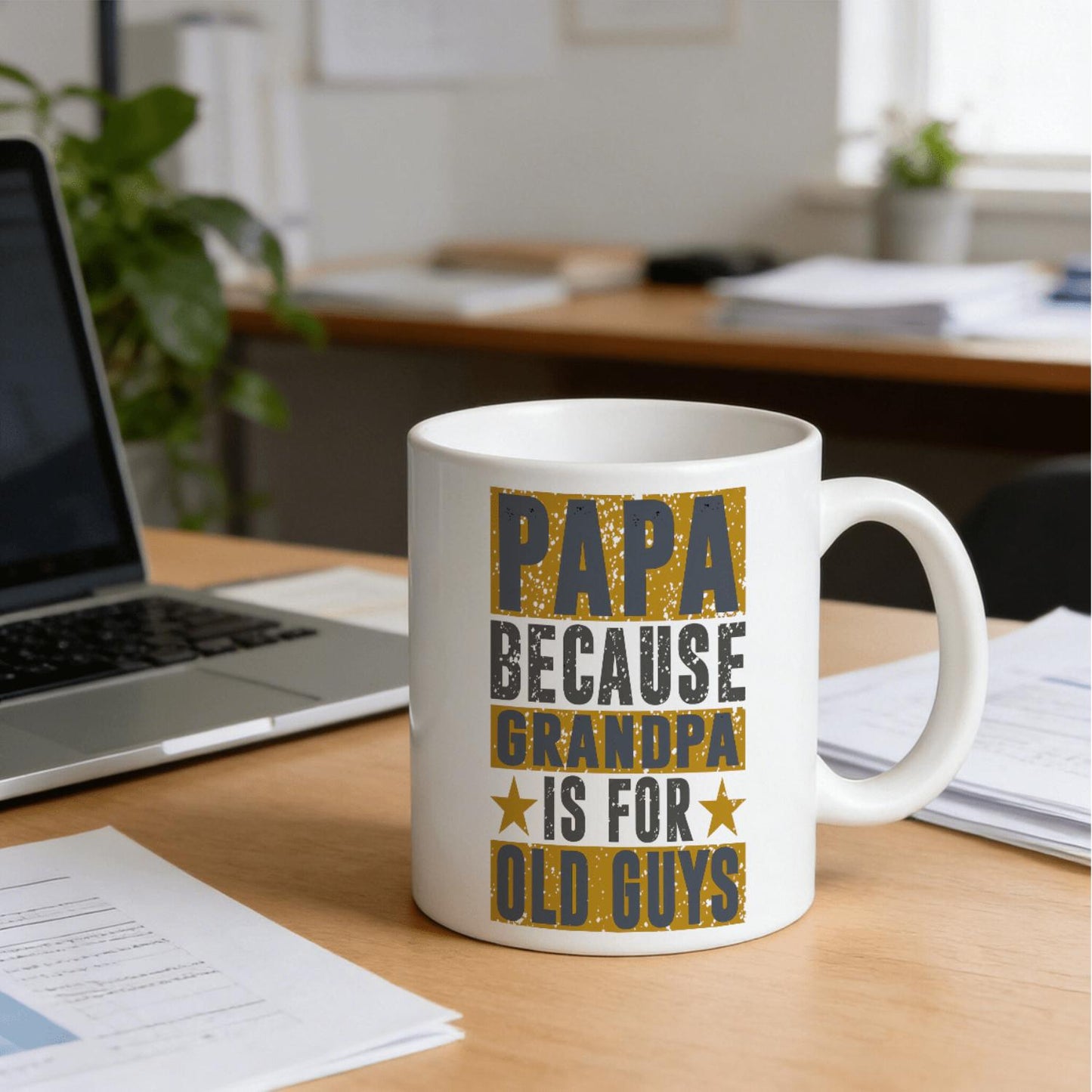 Papa Because Grandpa Is for Old Guys' - 11Oz Ceramic Coffee Mug with C-Handle, Vintage Style, Perfect Gift for Dad on Father'S Day, Birthdays & Holidays, Holiday Gift Idea | Vintage Coffee Mug | Ceramic Mug