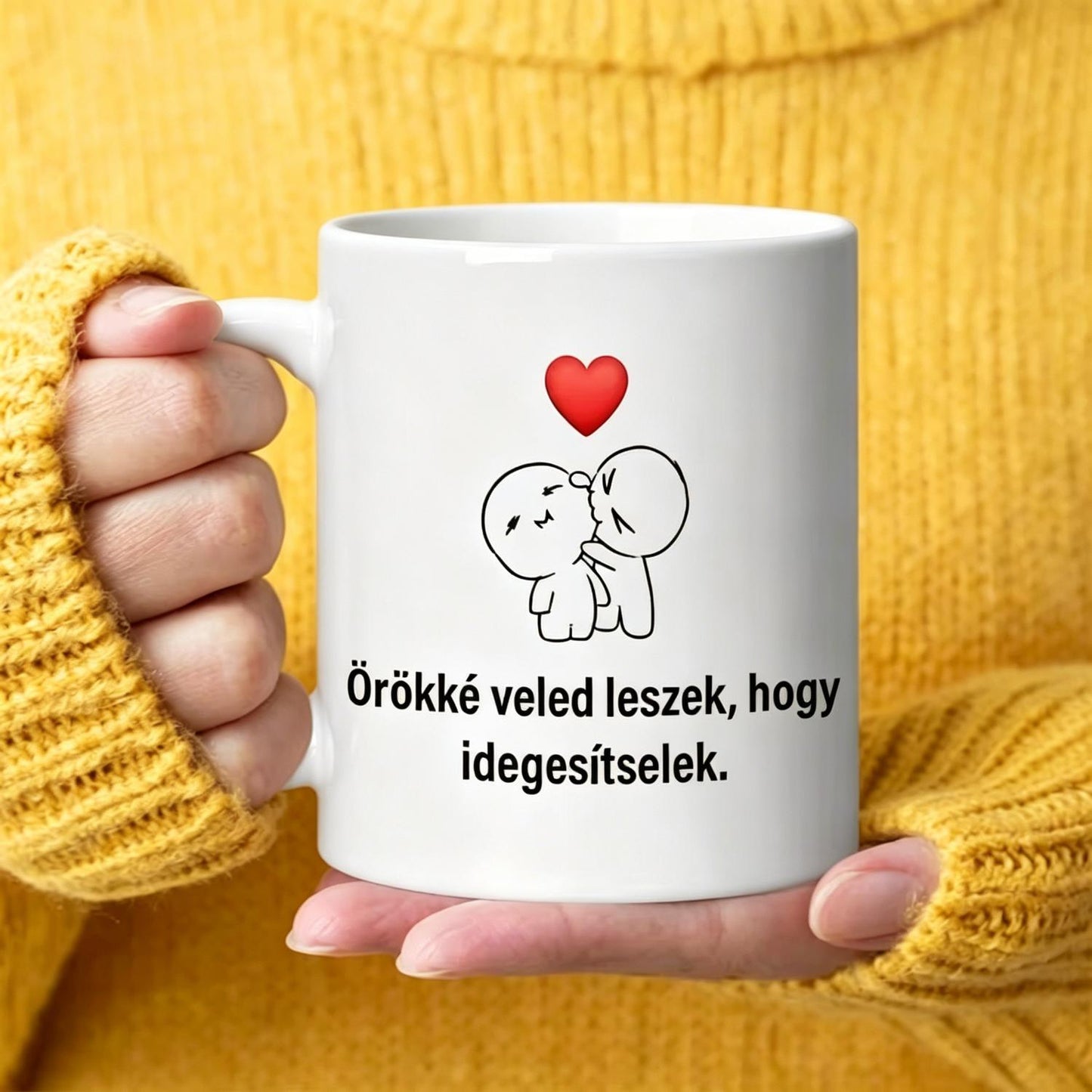 1pc Hungarian Phrase Coffee Mug " You" in Hungarian (Szeretlek) - Romantic Gift for Couples, Dishwasher Safe Cup, Hungarian Language Learning Accessory for Tea/Coffee, Anniversary/Birthday/Party Present for Him/Her 11oz