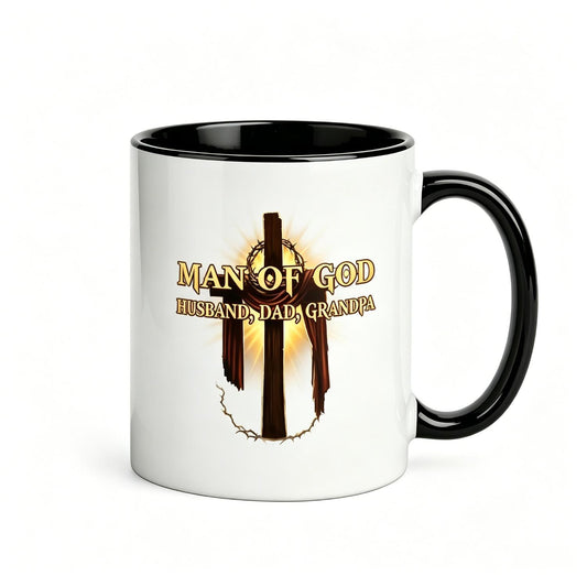 11oz Man of God Ceramic Mug - Inspirational Coffee Cup for Men, Husband, Dad, Grandpa - Religious Gift for Birthdays, Anniversaries, Father's Day