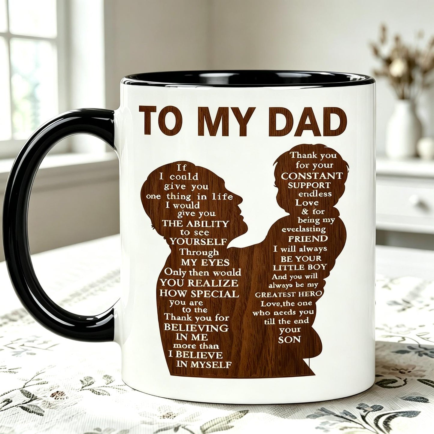 To My Dad Metal Sign Father's Day Reusable Coffee Cups Birthday Gift For Dad From Son For 11Oz Ceramic Mug