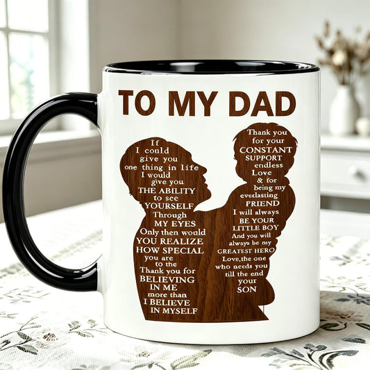 To My Dad Metal Sign Father's Day Reusable Coffee Cups Birthday Gift For Dad From Son For 11Oz Ceramic Mug