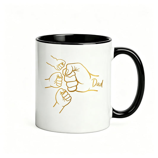 Dad of Three Fist Bump Reusable Coffee Cups Ideal for Father's Day Golf Gift 11Oz Ceramic Mug For Men and Women