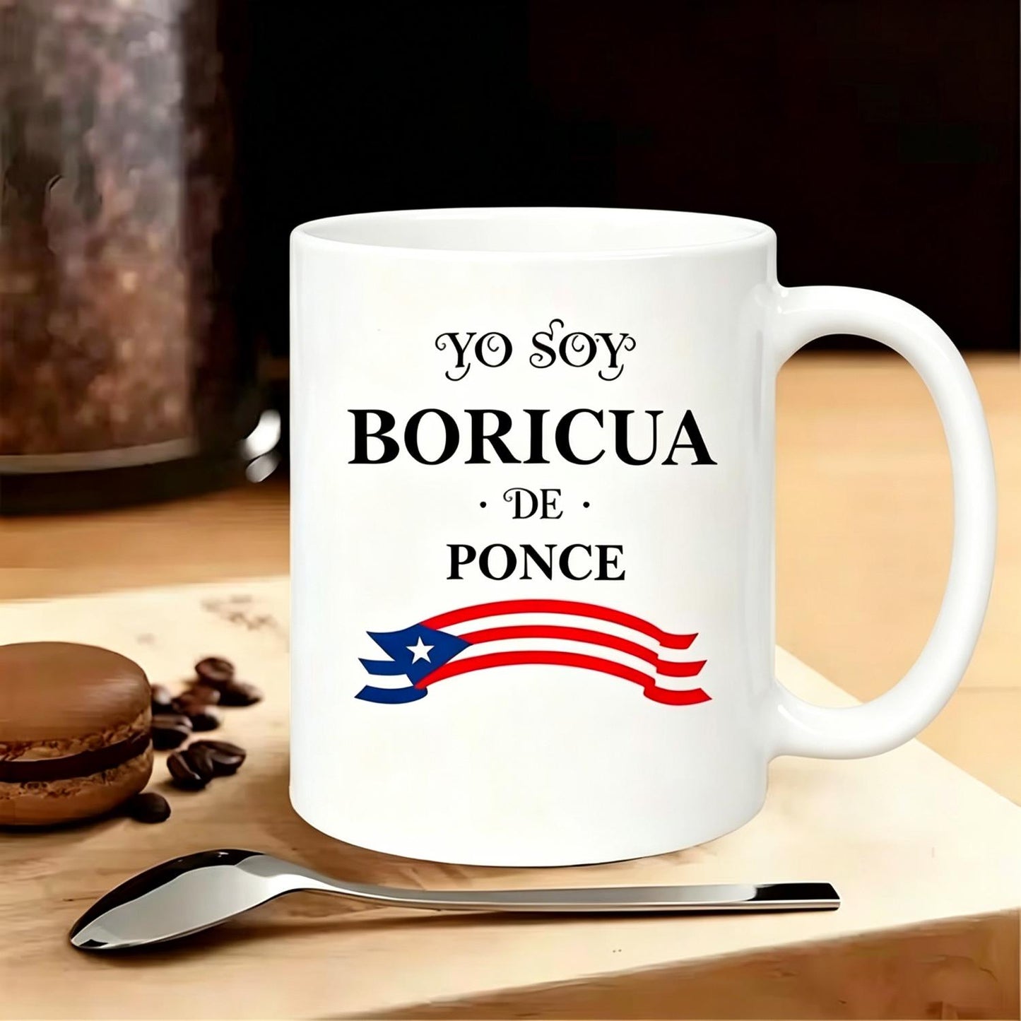 Ponce Boricua Puerto Rico Pride Mug - Name/Text Suitable for Hot/Cold Drinks, Puerto Rican Flag & Ponce Design, Dishwasher Safe Ceramic Cup