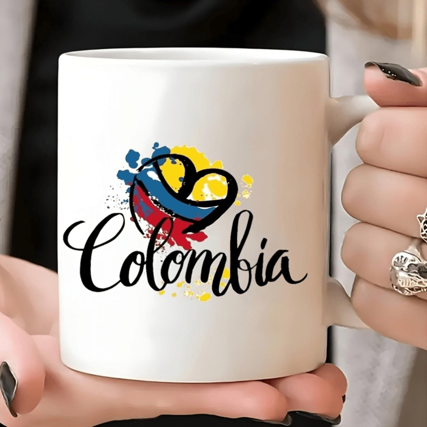 1pc, 11oz, Colombia Ceramic Coffee Mug - Reusable, Insulated, Travel Mug, Hand-Wash Only - Perfect for Coffee Lovers, Men & Women white mug