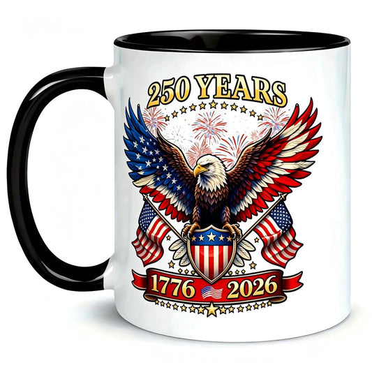 Retro Eagle US 250th Independence Day Coffee Mug, Vibrant July 4th Outdoor BBQ Party Favor Cup, Delicate Timeless Gift For American Patriots Collectors, Multi-scene Daily Use Ceramic Beverage Mug