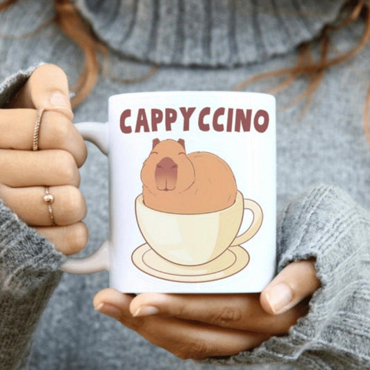 11oz Capybara Cappuccino Ceramic Coffee Mug – Dishwasher Safe, Reusable, Versatile with Adorable Capybara Design – Perfect Gift for Coffee and Animal Lovers, Coffee Cup