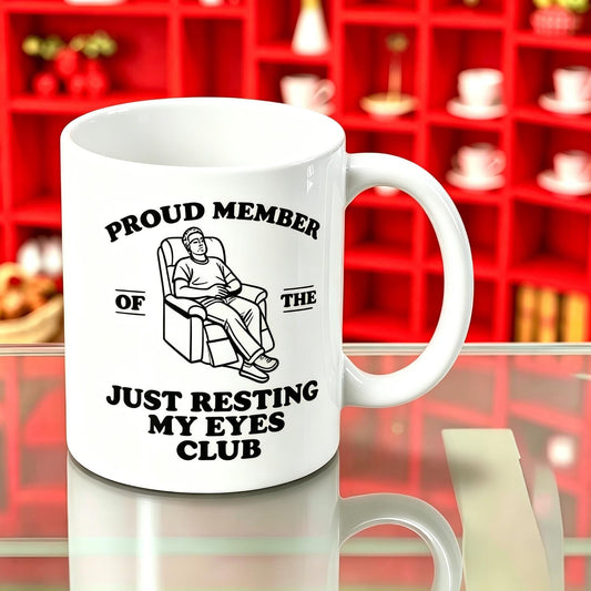 Humorous Dad Ceramic Mug Perfect for Fathers Day Gift Funny Fathers Day Mens Ceramic Mug Resting Eyes Ceramic Mug