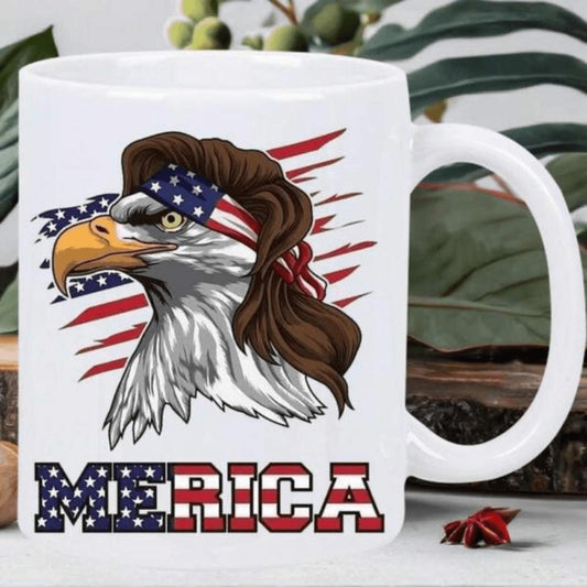 1pc 11oz Ceramic Coffee Mug with "Bald Eagle And American Flag Design" Design, Coffee Cup, Mug Cup Very Suitable for Coffee, Tea and Milk. Can Be Used in the Office or at Home. Can Be Used as a Water Cup and Is an Ideal Gift for Friends and Family