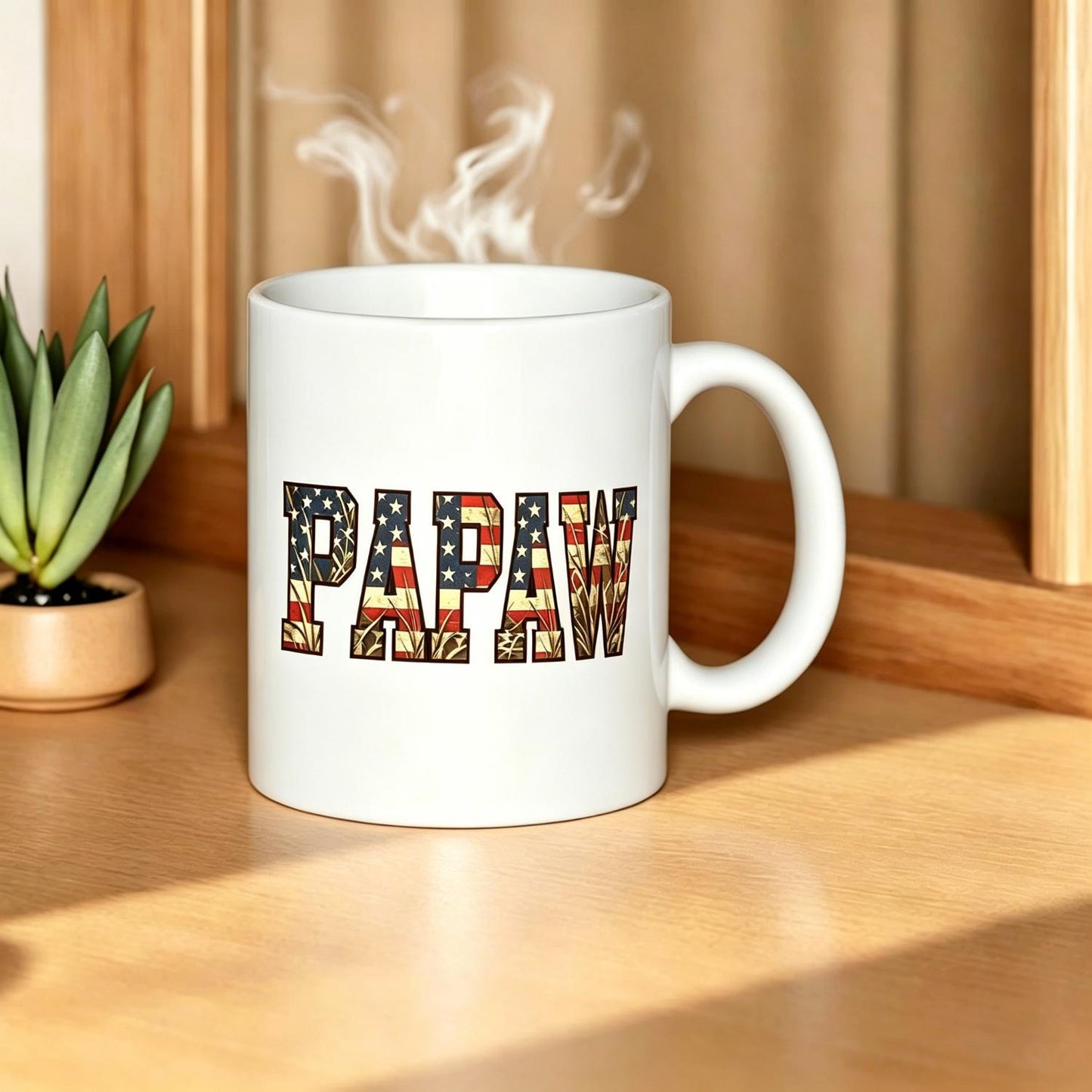 PAPAW American Flag Camo Reusable Coffee Cups Grandpa New Favorite Hunting Ceramic Cup Patriotic PAPAW Camo Print Gifts Cup Great Gift for Hunting Papaws American Flag PAPAW Hunting Ceramic Mug
