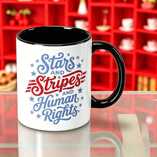 Stars and Stripes And Human Rights Graphic 250 Years America Still Working On Social Justice Reusable Coffee Cups Ceramic Cup Gifts Cup 11Oz Ceramic Mug