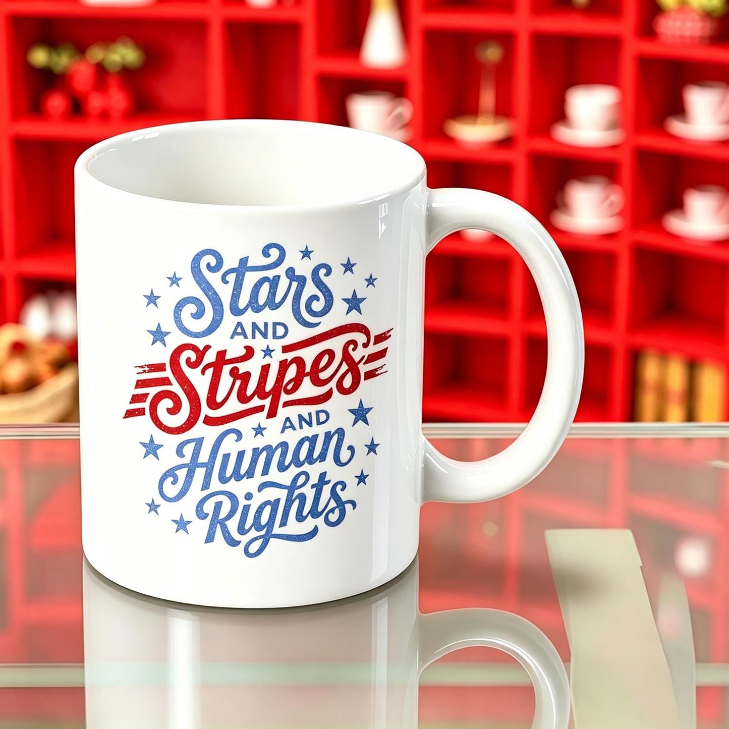 Stars and Stripes And Human Rights Graphic 250 Years America Still Working On Social Justice Reusable Coffee Cups Ceramic Cup Gifts Cup 11Oz Ceramic Mug