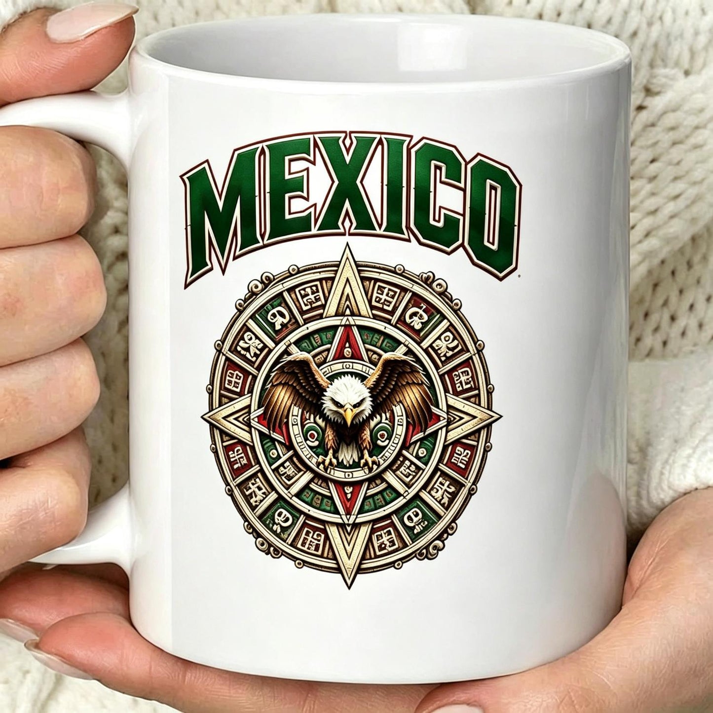 Mexican Culture Aztec Eagle Graphic Coffee Cup Gift Retro Mexico Aztec Sun Calendar Eagle Coffee Mug Mexican Heritage Pride Gift for Men Women