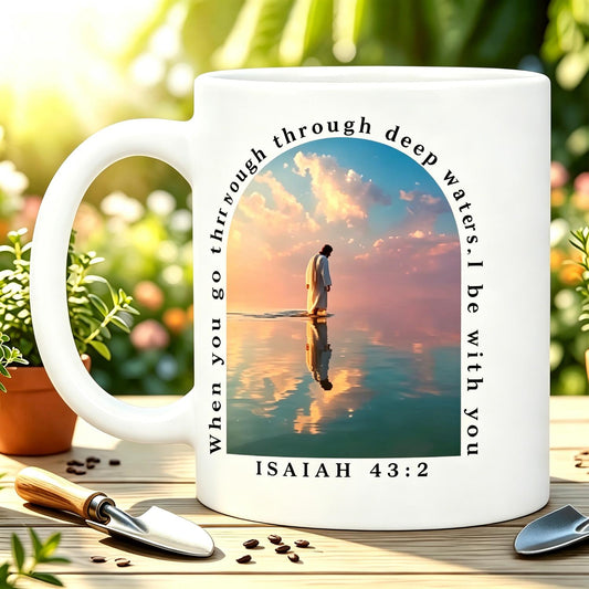 Cross & Isaiah Verse Design Reusable Coffee Cups Distressed Drop-Shoulder Retro Y2K Vintage Streetwear 11Oz Ceramic Mug