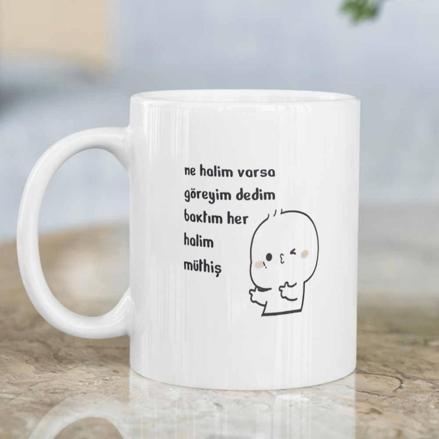 1pc Turkish Mug with Self-Love Affirmation - "Every State is Perfect" (or Turkish Phrase), Cute Minimalist Cup for Coffee, Tea, Home/Office Decor - Motivational Gift for Birthday, Christmas, Valentine's, Self-Esteem - 11oz White M