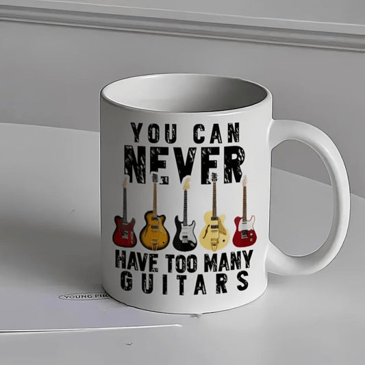 1pc Ceramic Coffee Mug 11oz, Insulated, Reusable, Machine Washable, Multipurpose, with Humorous Guitar-Themed Design, for Music Enthusiasts, Ideal Gift for Holidays, Birthdays, All Seasons
