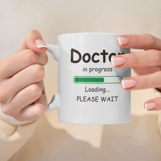 1pc 11oz/330ml Funny Doctor In Progress Loading Mug - Ceramic Coffee Cup with Humorous PhD Graduation Gift Design, Insulated Reusable Drinkware for Medical Students, Office & Home Use, Hand Wash Only