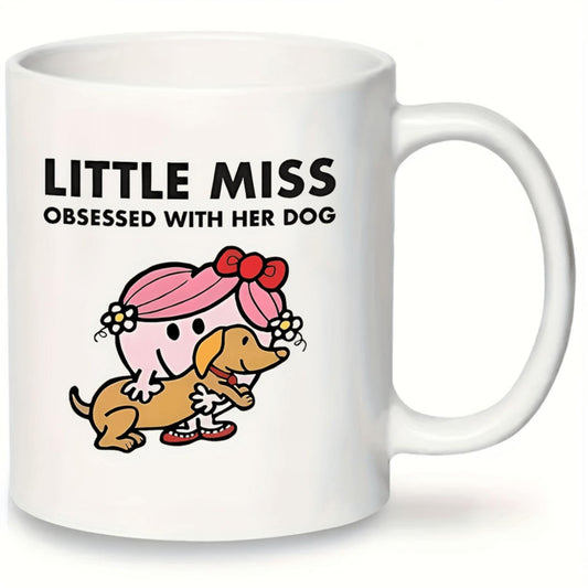 1pc Little Miss & Miss Sassy Pants Ceramic Coffee Mug - Cute Cartoon Dog & Puppy Design, Hand Wash Only, Birthday Thanksgiving Graduation Gifts for Women Teens, Puppy Lovers, Sisters
