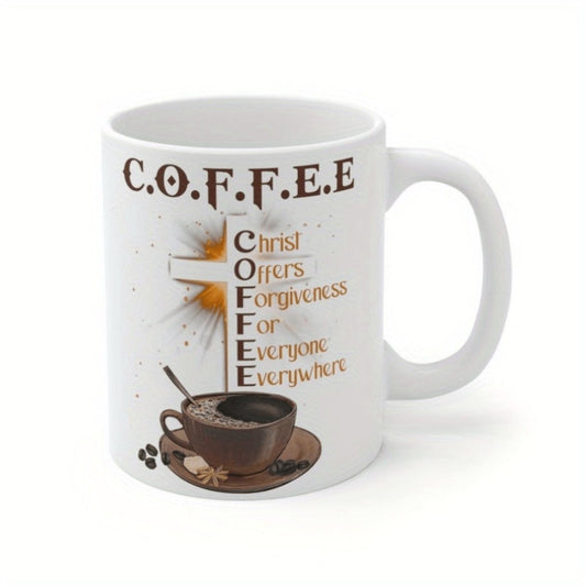 1pc Christ-Themed Ceramic Coffee Mug - Insulated, Leak Proof, Reusable - Machine Washable - Ideal for Christmas, Easter, Thanksgiving - Multipurpose Use - Perfect Gift for Coffee Lovers, Pastors, and Christian Believers