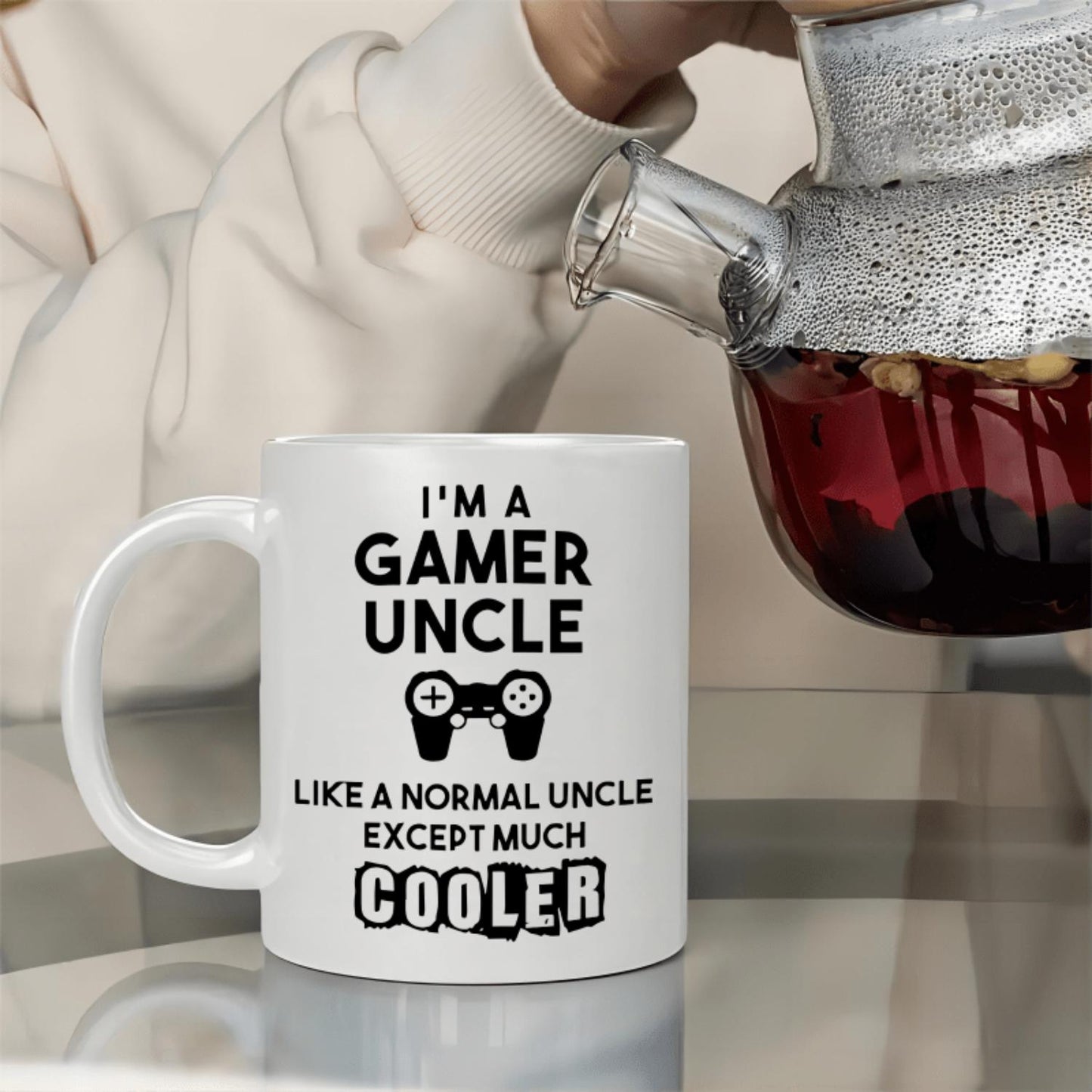 1pc, Gamer Uncle 11oz Ceramic Coffee Mug - Funny "I'm a Gamer Uncle Like a Normal Uncle Except Much Cooler" Design, White with Black Text & Game Controller Graphic, Dishwasher Safe, Perfect Gift for Birthdays, Weddings, Thanksgivi