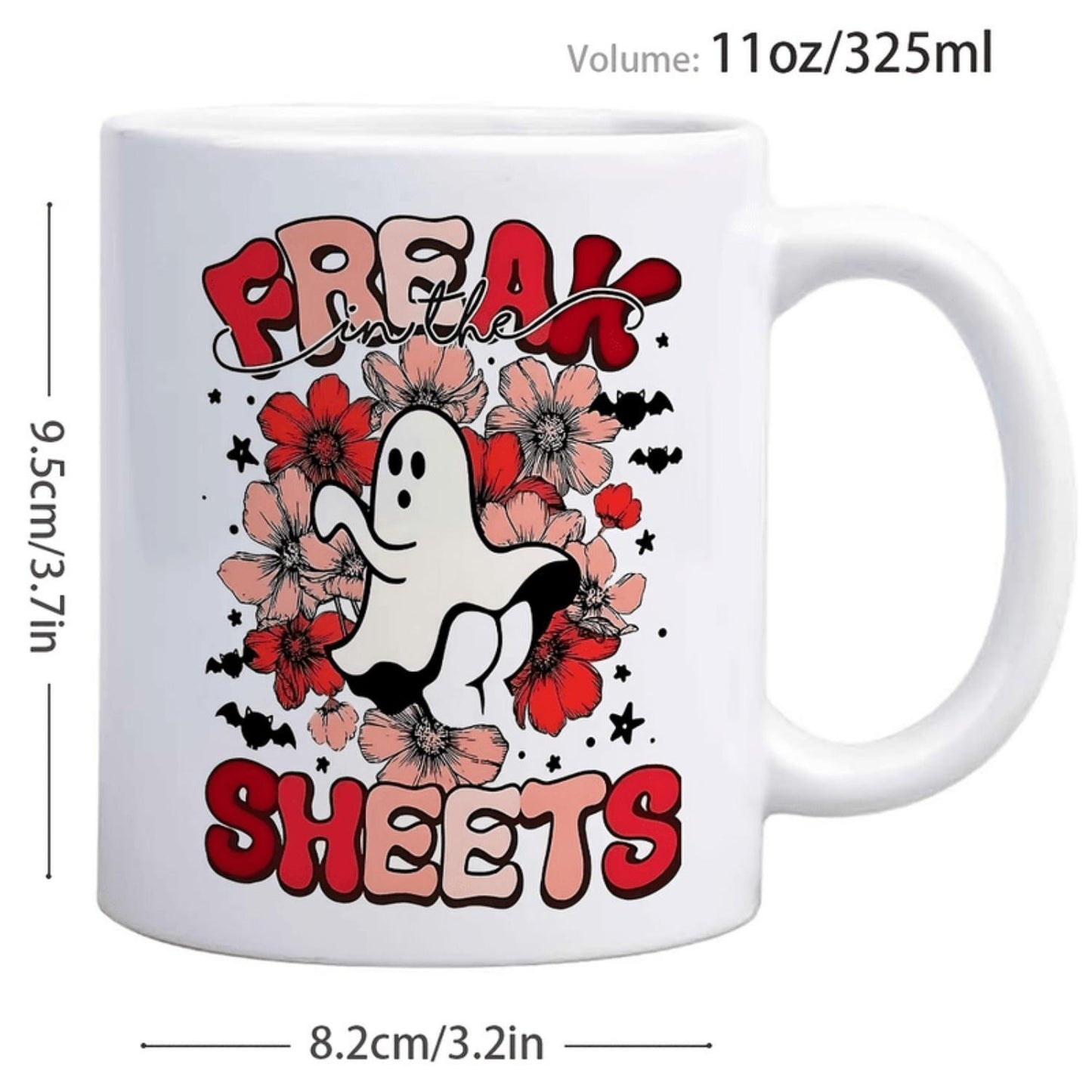 1pc Halloween Ceramic Coffee Mug with Spooky Ghost & Floral Design - 11oz Reusable Cup, Dishwasher Safe, Perfect Gift for Horror Fans, Party Decor, Home & Office Use, Halloween Decorations, Festive Drinkware, Playful Design, Durab