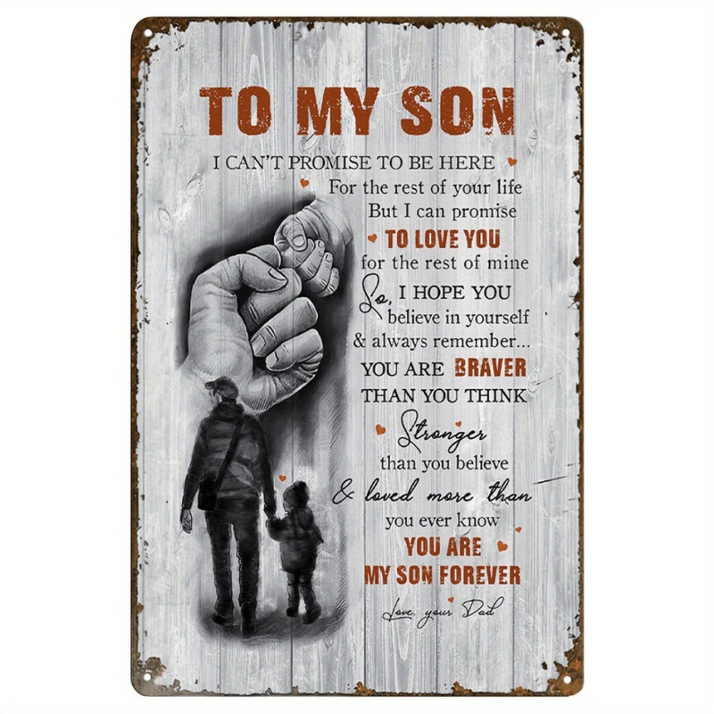 Iron 'to MY SON' Humorous Metal Sign - Perfect for Home, Room, Cafe & Amusement Park Wall Decor