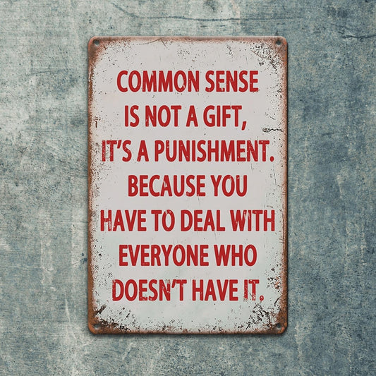 Vintage "Common Sense is Not a Gift" Wooden Wall Decor - Rustic Style Motivational Quote Art, Durable Home Bar Cafe D¨¦cor, No Electricity Needed, Easy to Hang