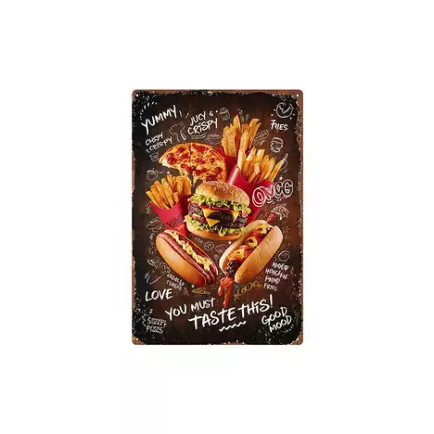Metal Tin Sign Wall Art for Cafe, Dessert & Milk Tea Shop