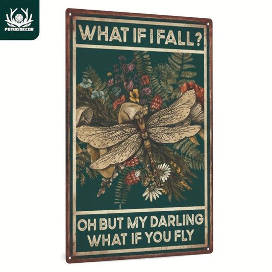 1pc Dragonfly Vintage Metal Tin Sign - Eye-Catching Wall Art Decor (8x12/20cm*30cm) - Water-proof, Dust-proof, Durable Finish - Perfect for Home, Room, Restaurant, Bar, Cafe, Garage - Versatile Vintage Plaque Style with Easy Insta