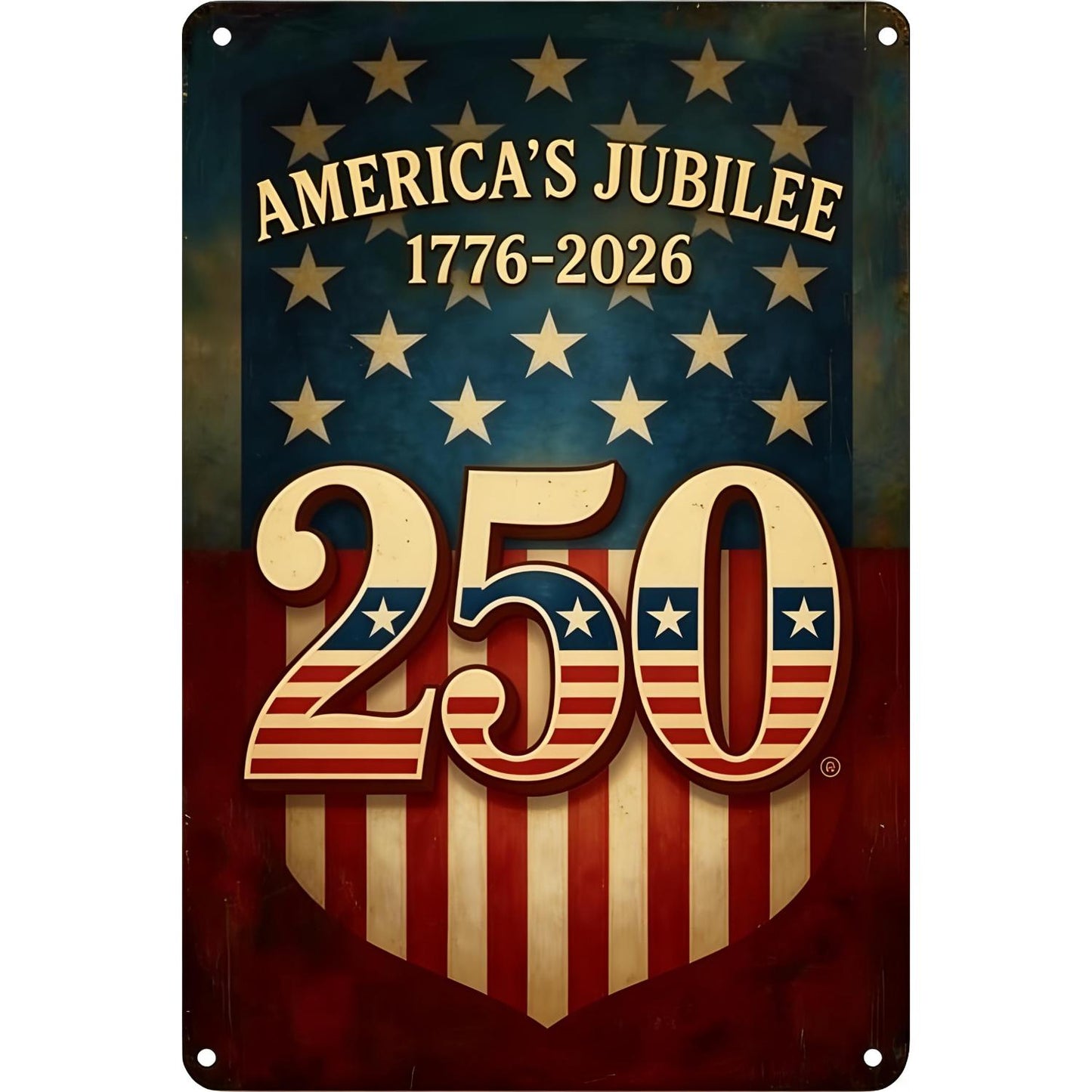2D planar decoration 250 Years of Freedom Metal Plaque Patriotic American Independence Sign Ideal for Room Home Cafe Garage