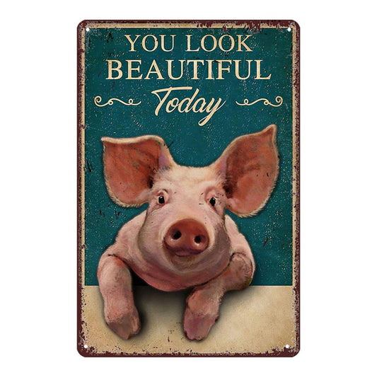 Creative 2D Flat Animal Metal Wall Decor with Motivational and Funny Quotes, Vintage Charm, Perfect for Bars, Living Rooms, or Offices