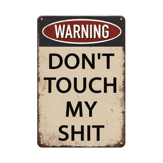 2D Flat - 2d Flat "1pc Vintage ""Don't Touch"" Warning Metal Tin Sign, 8x12 Inch, Retro Industrial Decor for Man Caves, Garages, Workshops, Home Office"