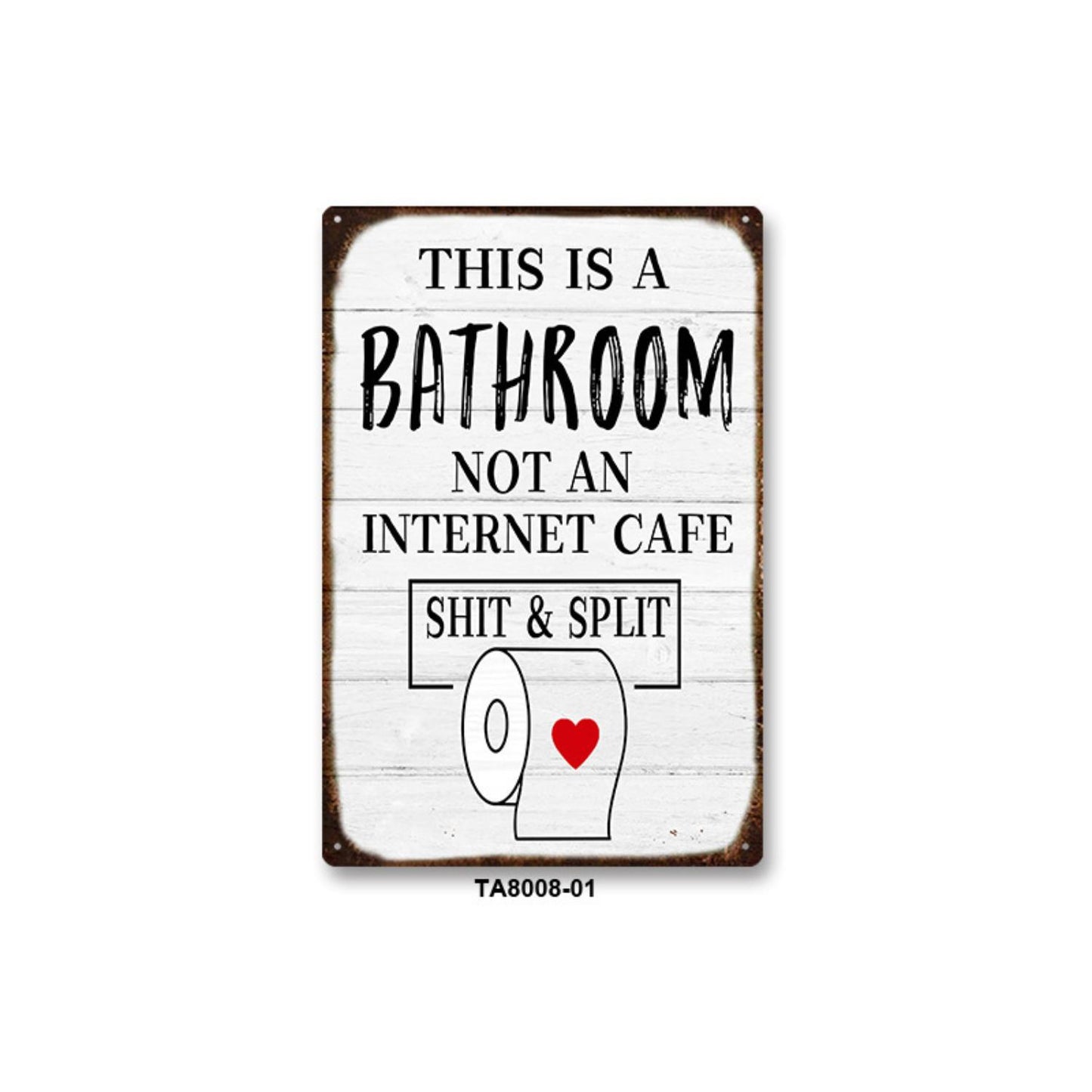 Hilarious Toilet Themed Tin Sign Wall Art, Funny Bathroom Quote Metal Plaque, Retro Decorative Wall Hanging for Home Bar Boutique, Novelty Gag Iron Painting, Rustic Distressed Wall Decor for Restroom Spaces