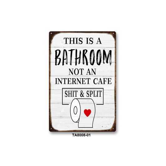 Hilarious Toilet Themed Tin Sign Wall Art, Funny Bathroom Quote Metal Plaque, Retro Decorative Wall Hanging for Home Bar Boutique, Novelty Gag Iron Painting, Rustic Distressed Wall Decor for Restroom Spaces